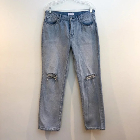 JOHN ELLIOT Light Wash Baggy High Rise Designer Distressed Straight Leg Jeans 28 - Picture 2 of 11